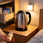 Wasserkocher Edelstahl 1500 W mit schwarzem Griff -    Zorenza