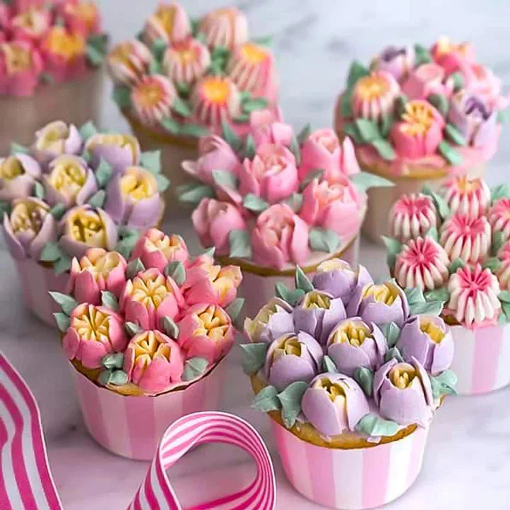 Tulpen-Spritztüllen-Set – 12 Stück mit Silikonspritzbeutel & Adapter Zorenza