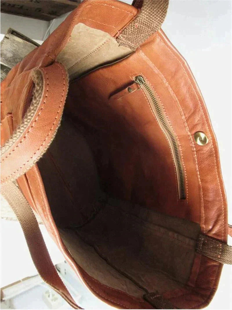 Leder-Shopper Vintage Stil für Laptop und Alltag -    Zorenza