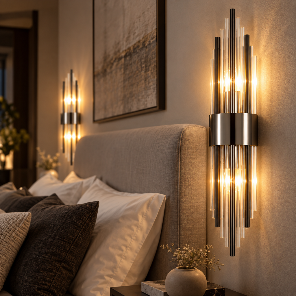 Kristall Wandlampe Edelstahl mit LED-Beleuchtung -    Zorenza