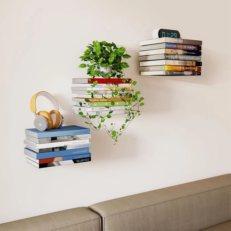 Unsichtbare Wandbücherplank – Bücher schweben an der Wand -    Zorenza