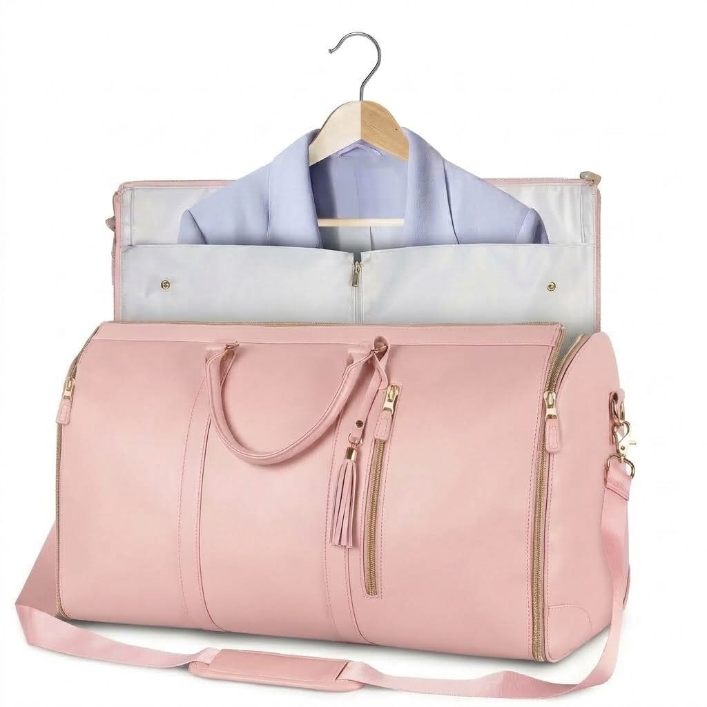 Faltbarer Kleidersack mit Schultergurt – 2-in-1 Reisetasche aus PU, 52 × 25 × 32 cm -    Zorenza