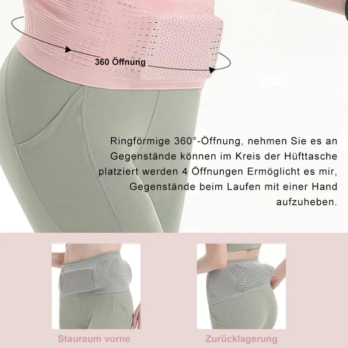 Laufgürtel mit 4 Taschen – Elastisch und rutschfest für Sport -    Zorenza