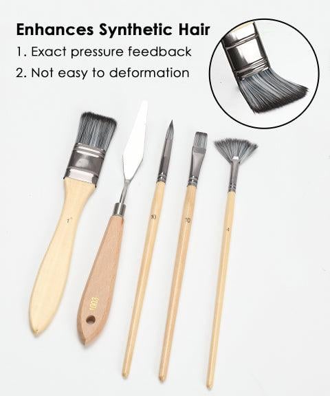 Pinselset 24-teilig mit Rollmappe – 7 Pinselformen und Malmesser -    Zorenza