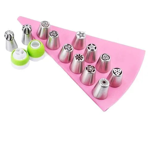 Tulpen-Spritztüllen-Set – 12 Stück mit Silikonspritzbeutel & Adapter Zorenza