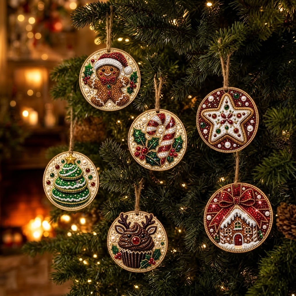Diamond Painting Weihnachtsanhänger Set 6-teilig -    Zorenza