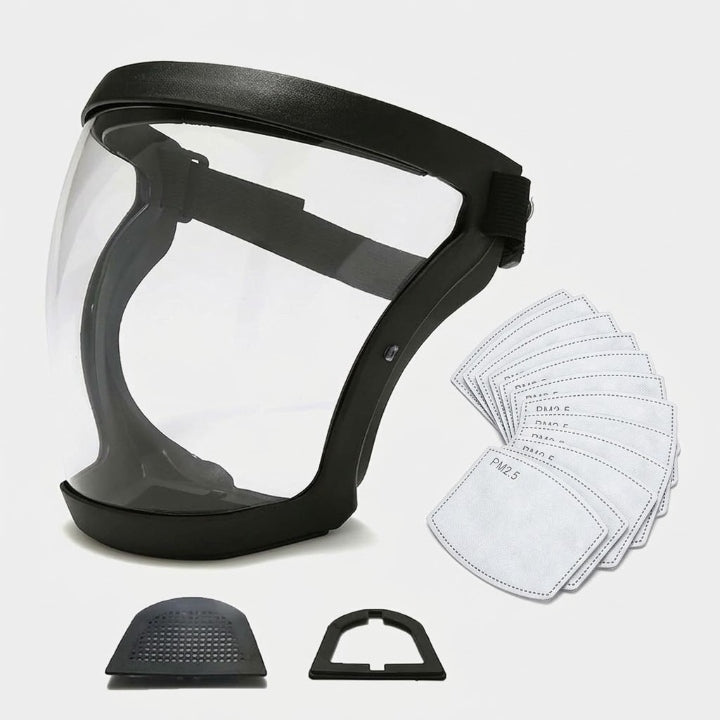 Gesichtsschild mit Wechselfiltern, transparentes Vollvisier, 210 g -    Zorenza