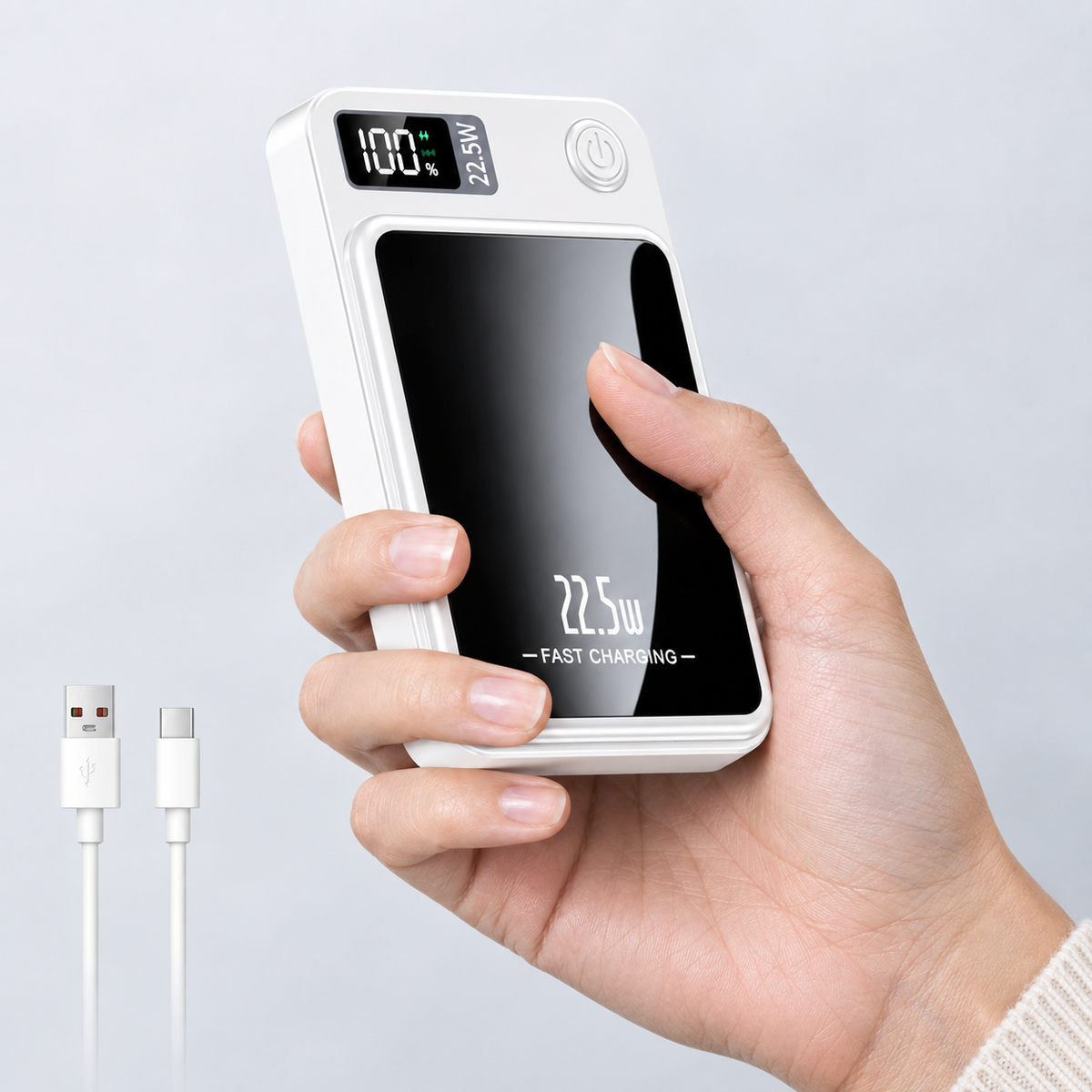 Powerbank mit kabellosem Laden und LED-Anzeige -    Zorenza