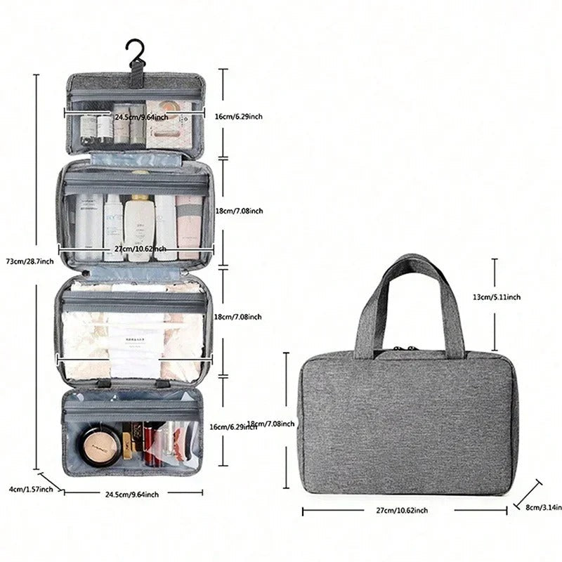 Kulturtasche zum Aufhängen mit 4 Fächern und wasserdichtem Material -    Zorenza