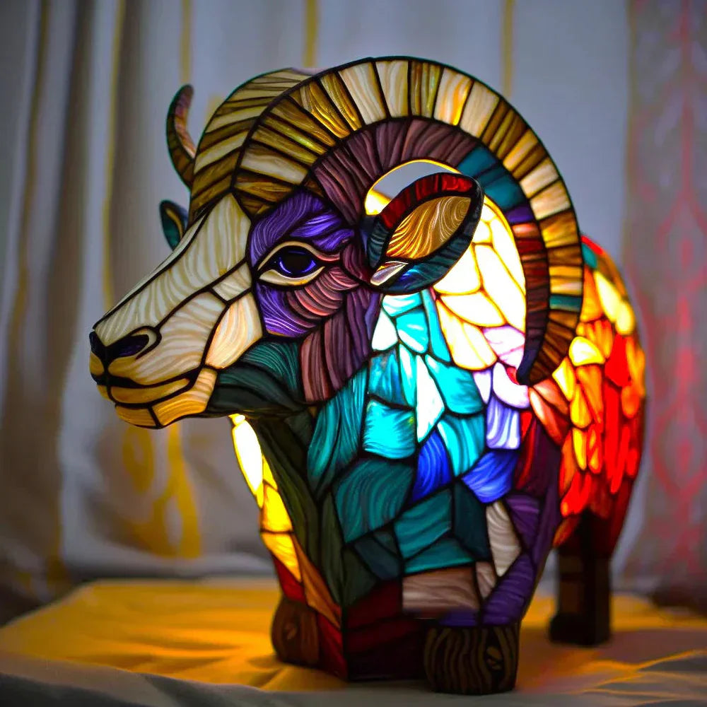Tiffany Tierlampe Buntglas – Handgefertigt mit warmem Licht -    Zorenza