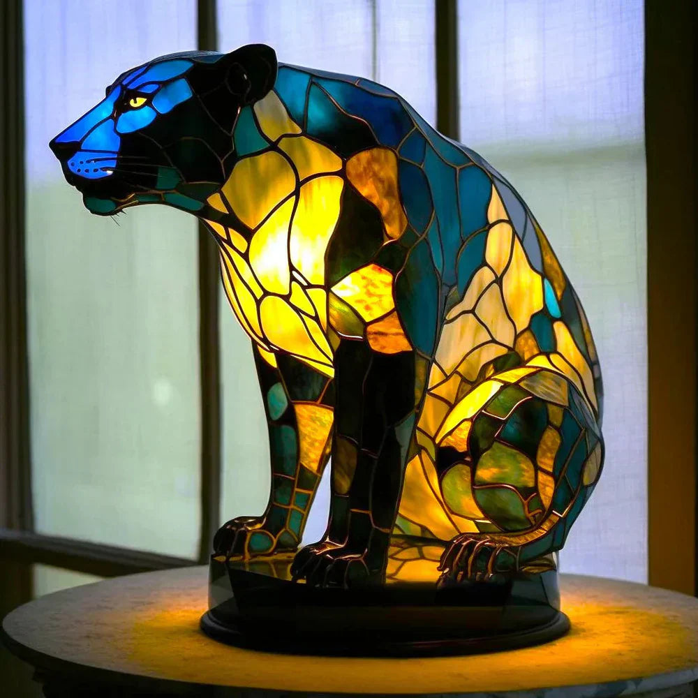 Tiffany Tierlampe Buntglas – Handgefertigt mit warmem Licht -    Zorenza