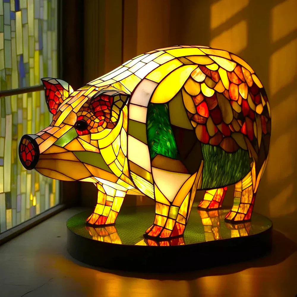 Tiffany Tierlampe Buntglas – Handgefertigt mit warmem Licht -    Zorenza