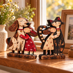 Holzfigur Mädchen mit Haustier – Handgeschnitzt -    Zorenza