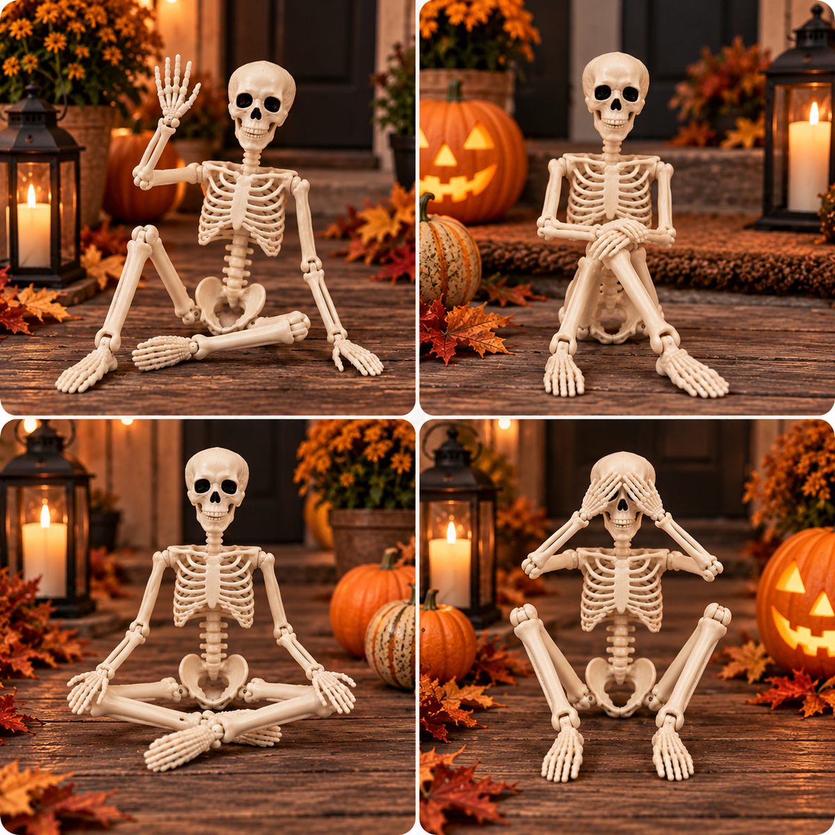Halloween-Skelett 40 cm beweglich – Deko für Garten und Innenbereich -    Zorenza