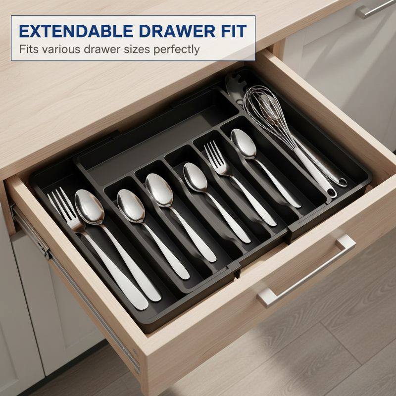 Ausziehbarer Besteck-Schubladenorganizer – Verstellbar 33–57 cm Zorenza