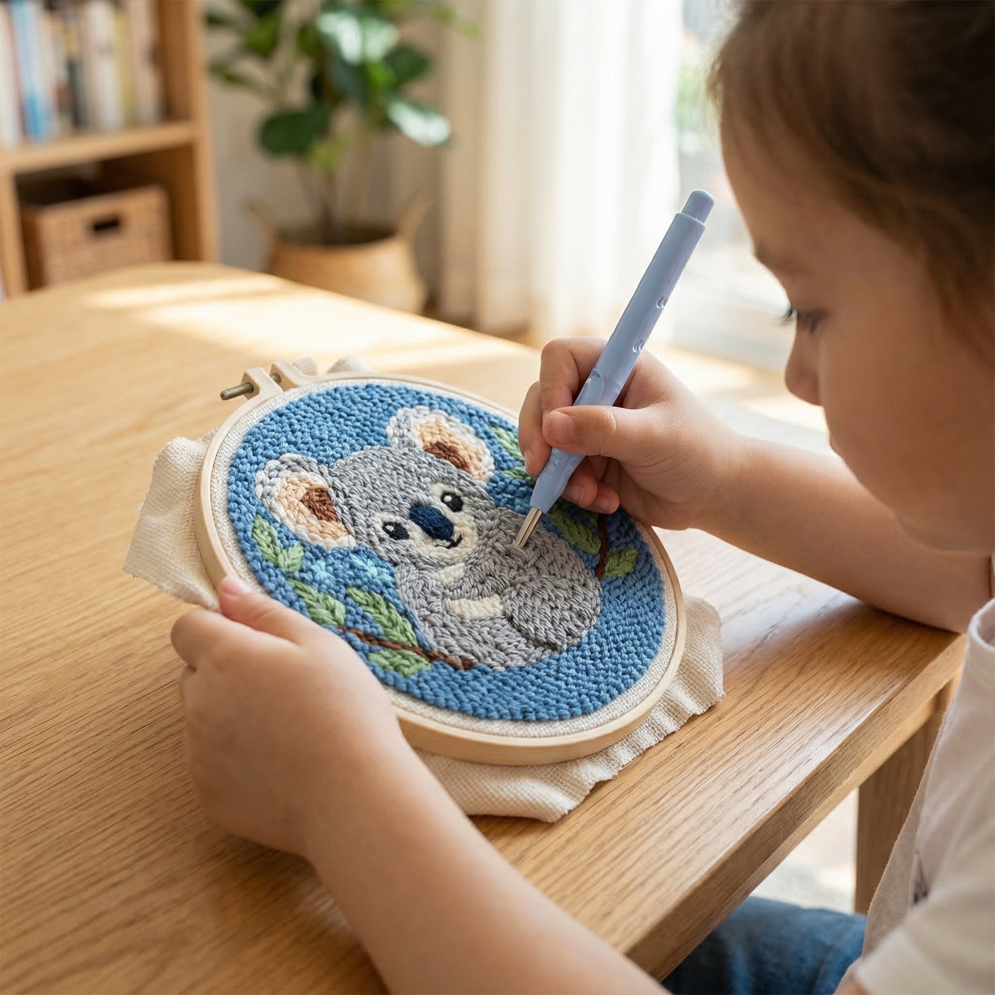 Punch Needle Set mit bunter Wolle und Stickrahmen -    Zorenza