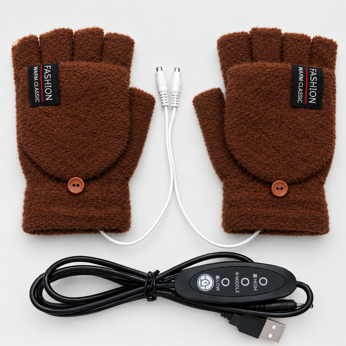 USB Heizhandschuhe Strick mit 3 Wärmestufen -    Zorenza
