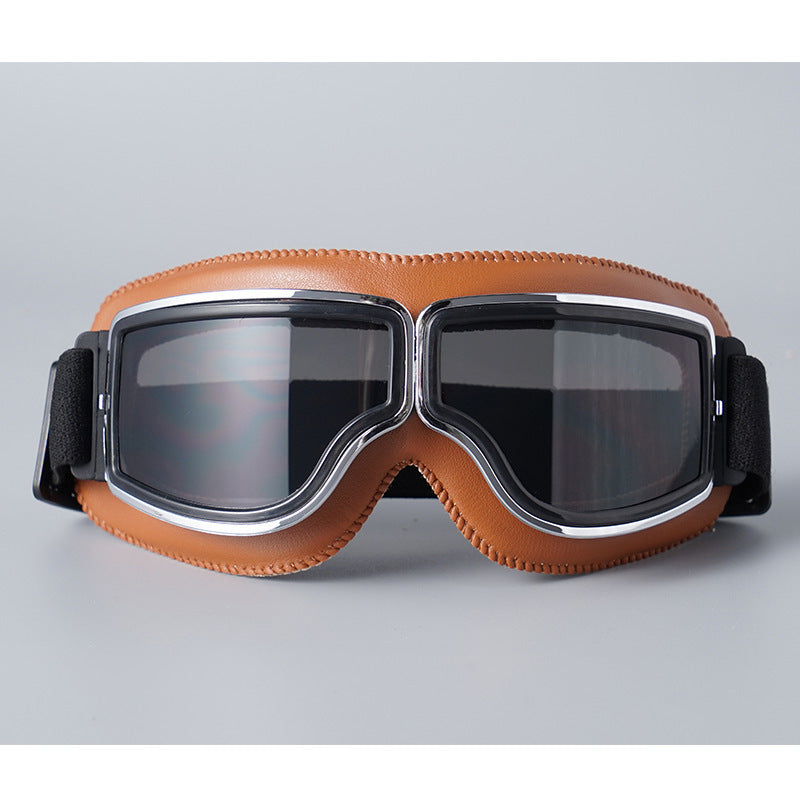 Motorradbrille Vintage-Design mit verstellbarem Gummiband -    Zorenza