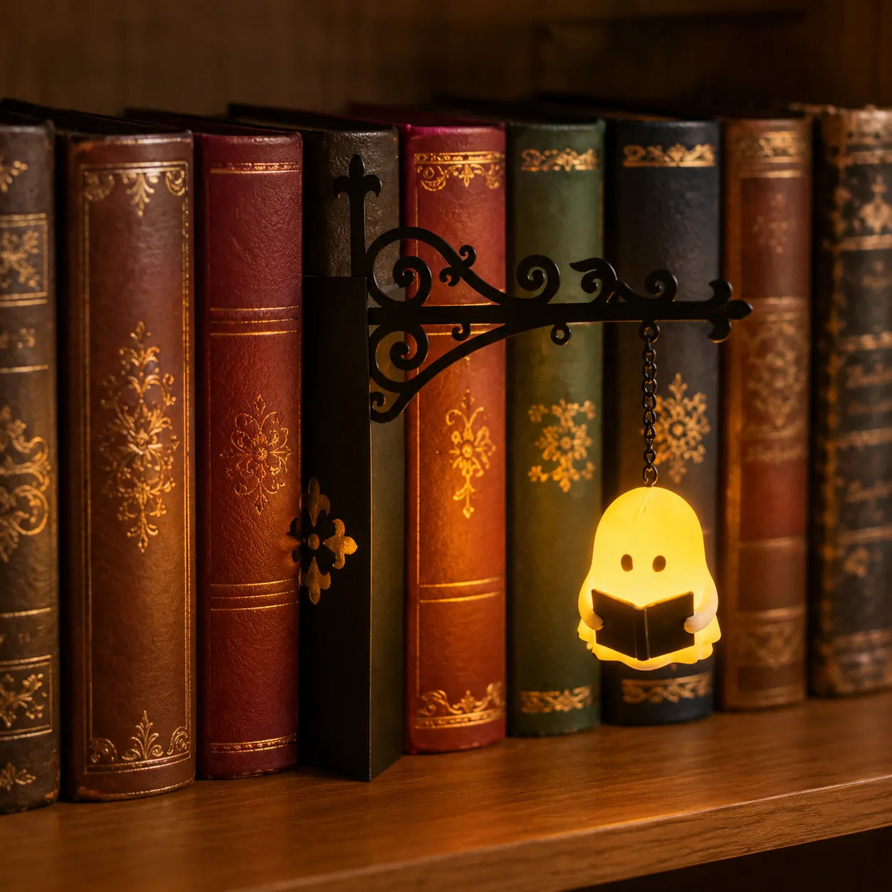 Bücherregal-Laterne mit Geist-Figur und Metallhalter -    Zorenza