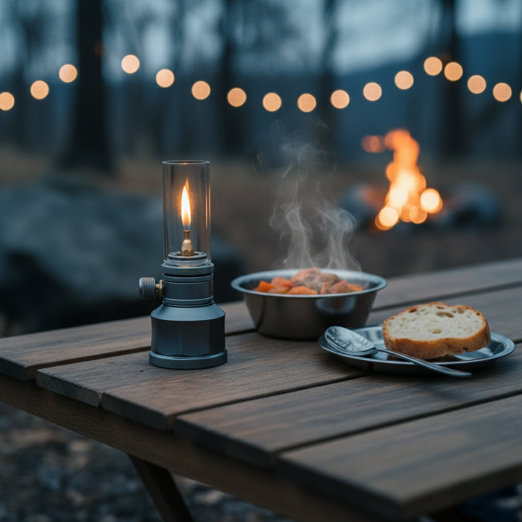 Campinglampe Aluminium mit Gaskartusche – Vintage-Stil -    Zorenza