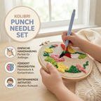 Punch Needle Set mit bunter Wolle und Stickrahmen -    Zorenza