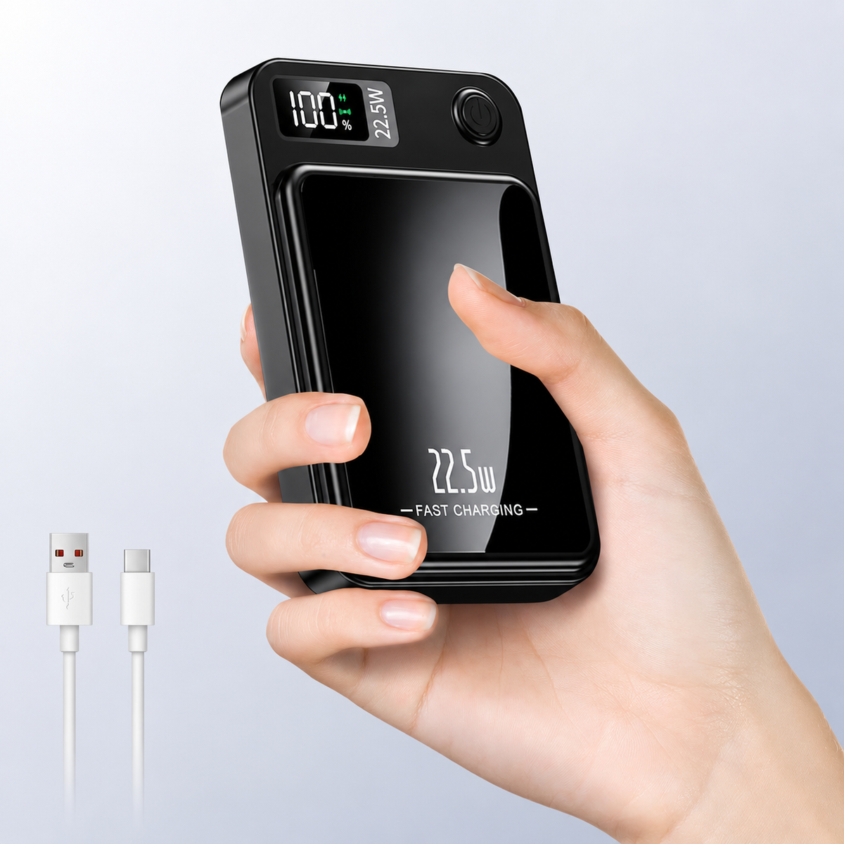 Powerbank mit kabellosem Laden und LED-Anzeige -    Zorenza