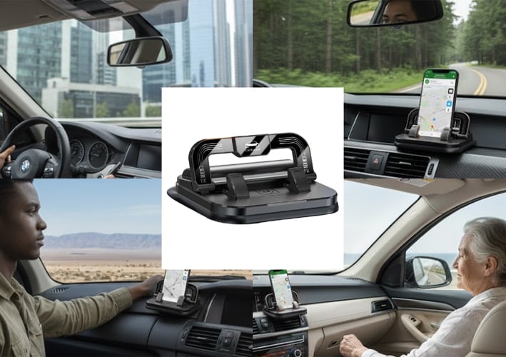 Handy-Halterung Auto faltbar mit Anti-Rutsch-Silikon -    Zorenza