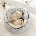 Plüschbett für Hunde und Katzen mit Halbhöhlen-Form -    Zorenza