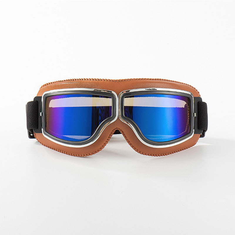 Motorradbrille Vintage-Design mit verstellbarem Gummiband -    Zorenza