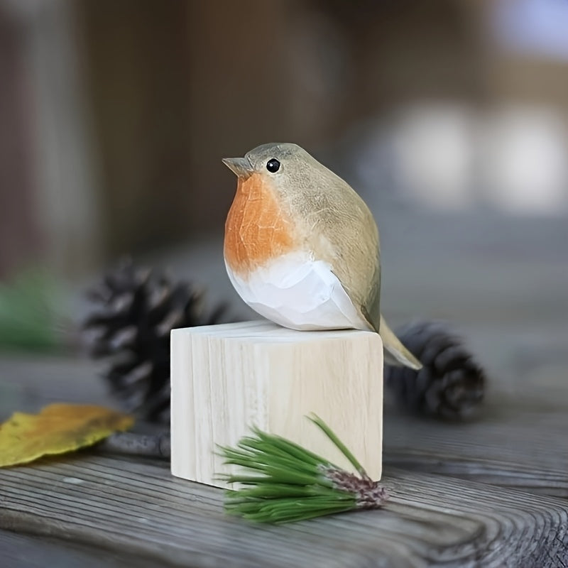 Handgeschnitzte Rotkehlchen-Figur aus Holz -    Zorenza