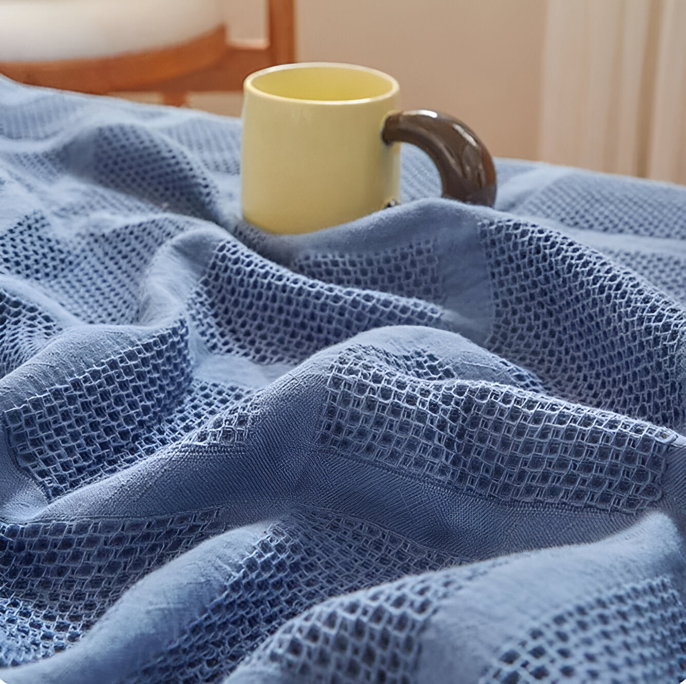 Waffel-Kuscheldecke Baumwolle atmungsaktiv und weich -    Zorenza