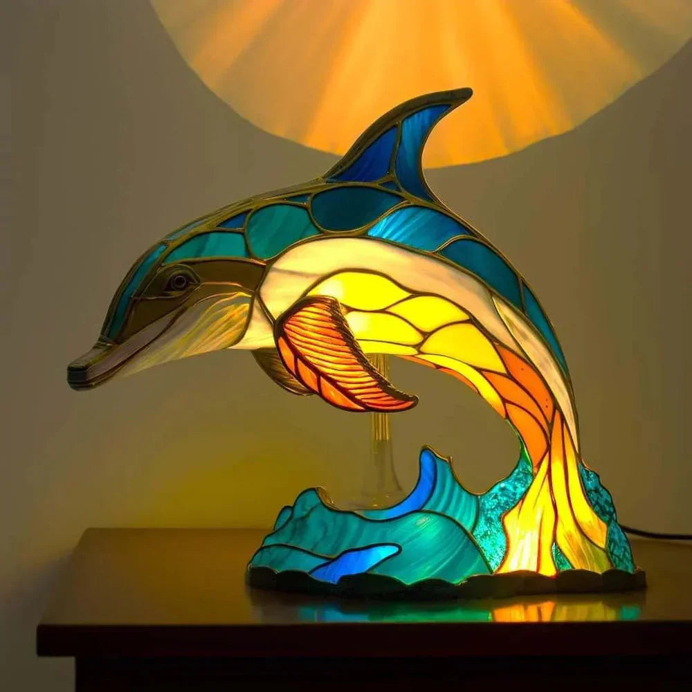 Tiffany Tierlampe Buntglas – Handgefertigt mit warmem Licht -    Zorenza