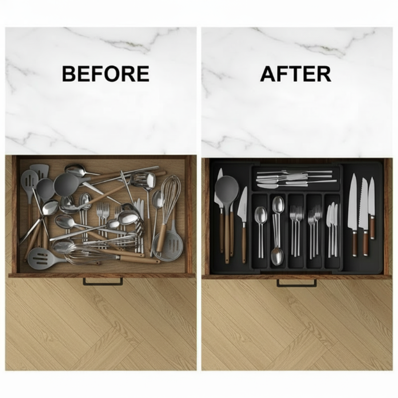 Ausziehbarer Besteck-Schubladenorganizer – Verstellbar 33–57 cm Zorenza