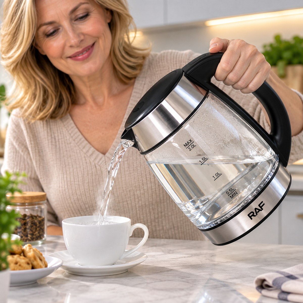 Glaskocher 2 L Borosilikatglas mit Teefilter -    Zorenza