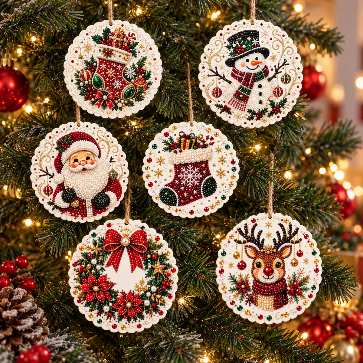 Diamond Painting Weihnachtsanhänger Set 6-teilig -    Zorenza