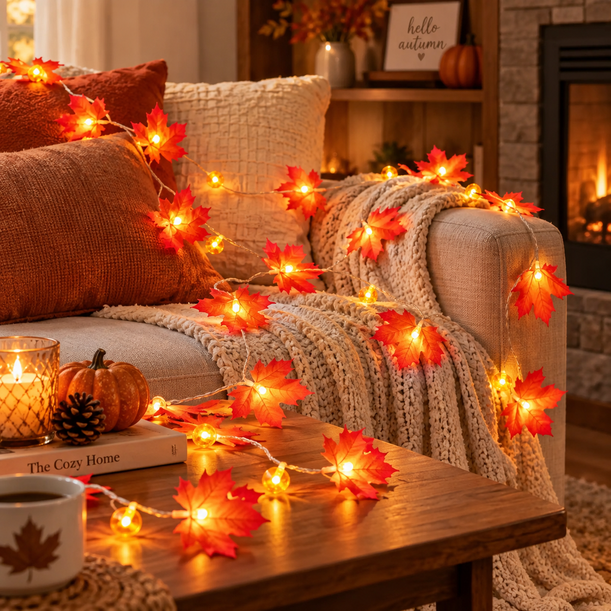 Herbstblätter-Lichterkette LED mit Ahornblättern -    Zorenza