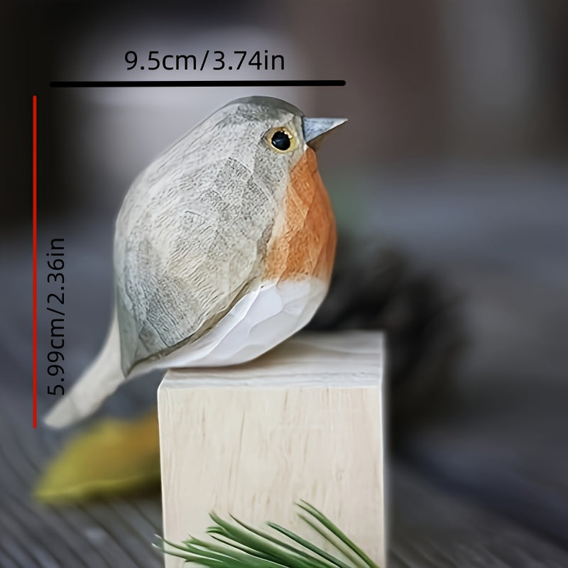 Handgeschnitzte Rotkehlchen-Figur aus Holz -    Zorenza