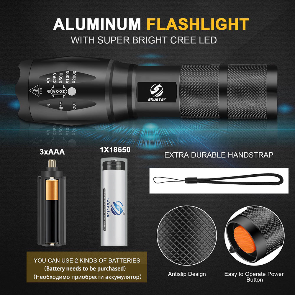 Hochleistungs-Taschenlampe mit 3000-5000 Lumen und Akku -    Zorenza
