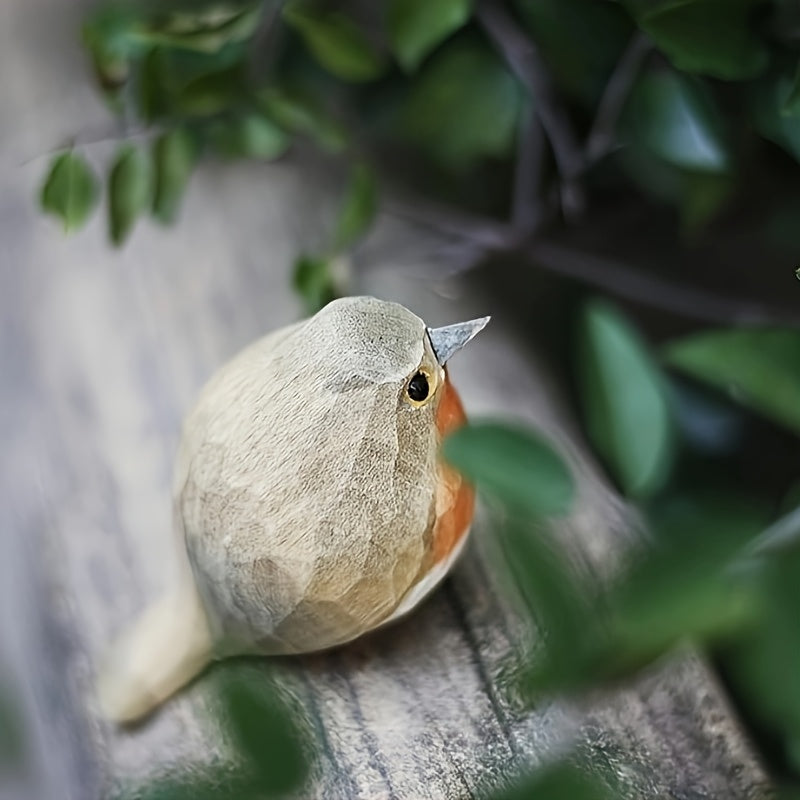Handgeschnitzte Rotkehlchen-Figur aus Holz -    Zorenza