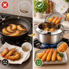 Frittiertopf Edelstahl mit Thermometer und Ölablauf -    Zorenza