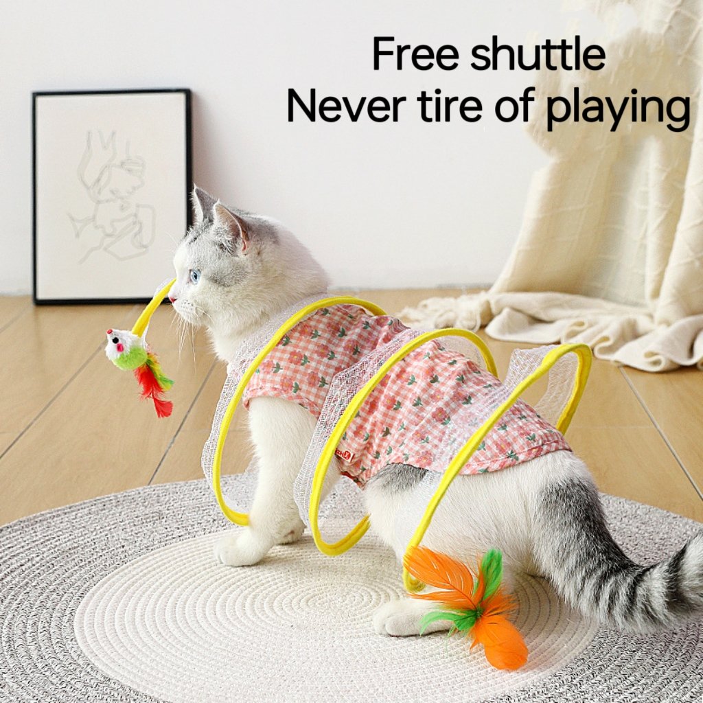 Katzen Spieltunnel mit Spiralform – Interaktives Jagdspielzeug -    Zorenza