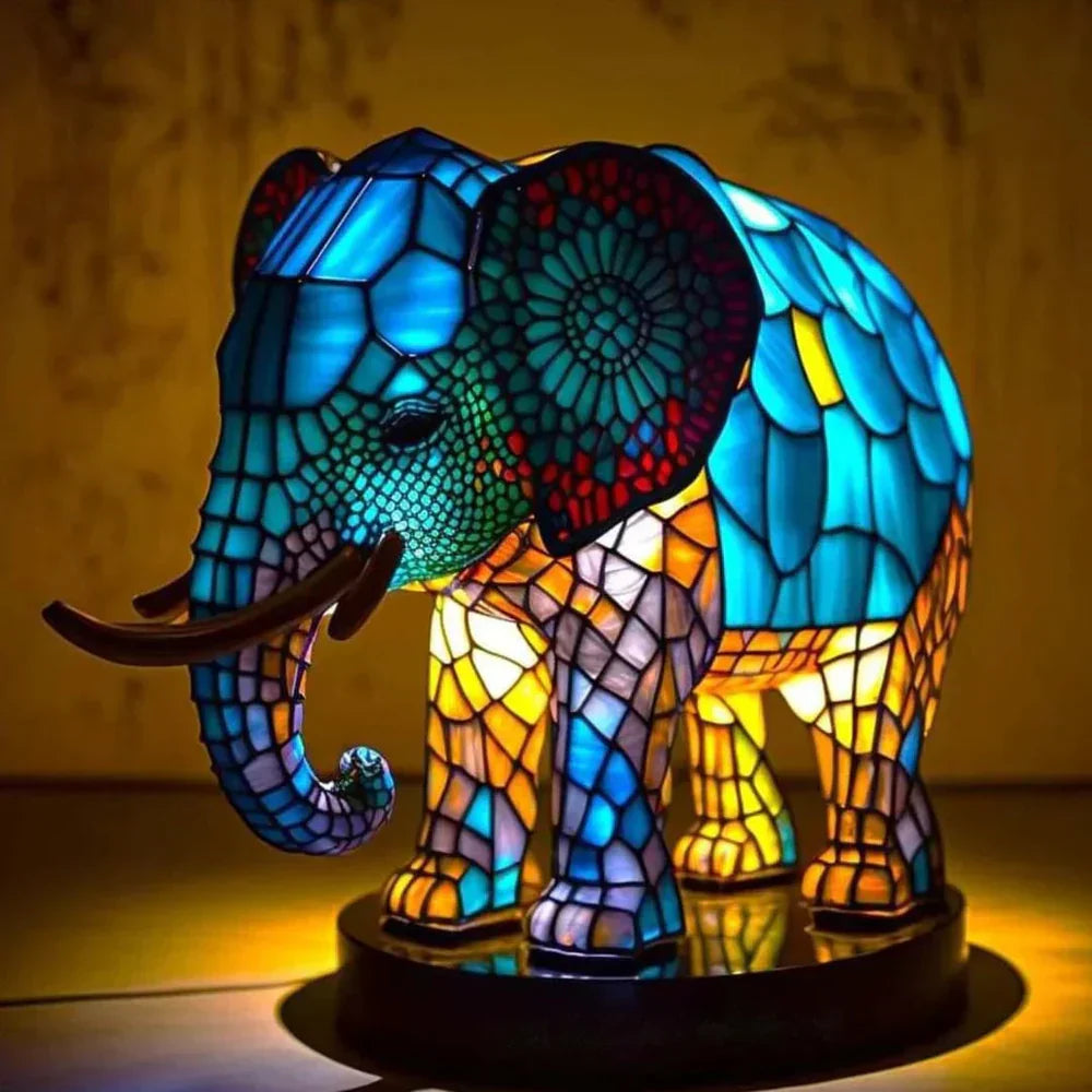 Tiffany Tierlampe Buntglas – Handgefertigt mit warmem Licht -    Zorenza