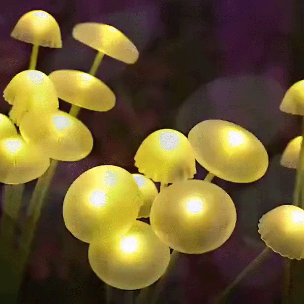 Solar-Pilzleuchten 2er-Set – 6 schwingende Köpfe, RGB oder Warmweiß -    Zorenza