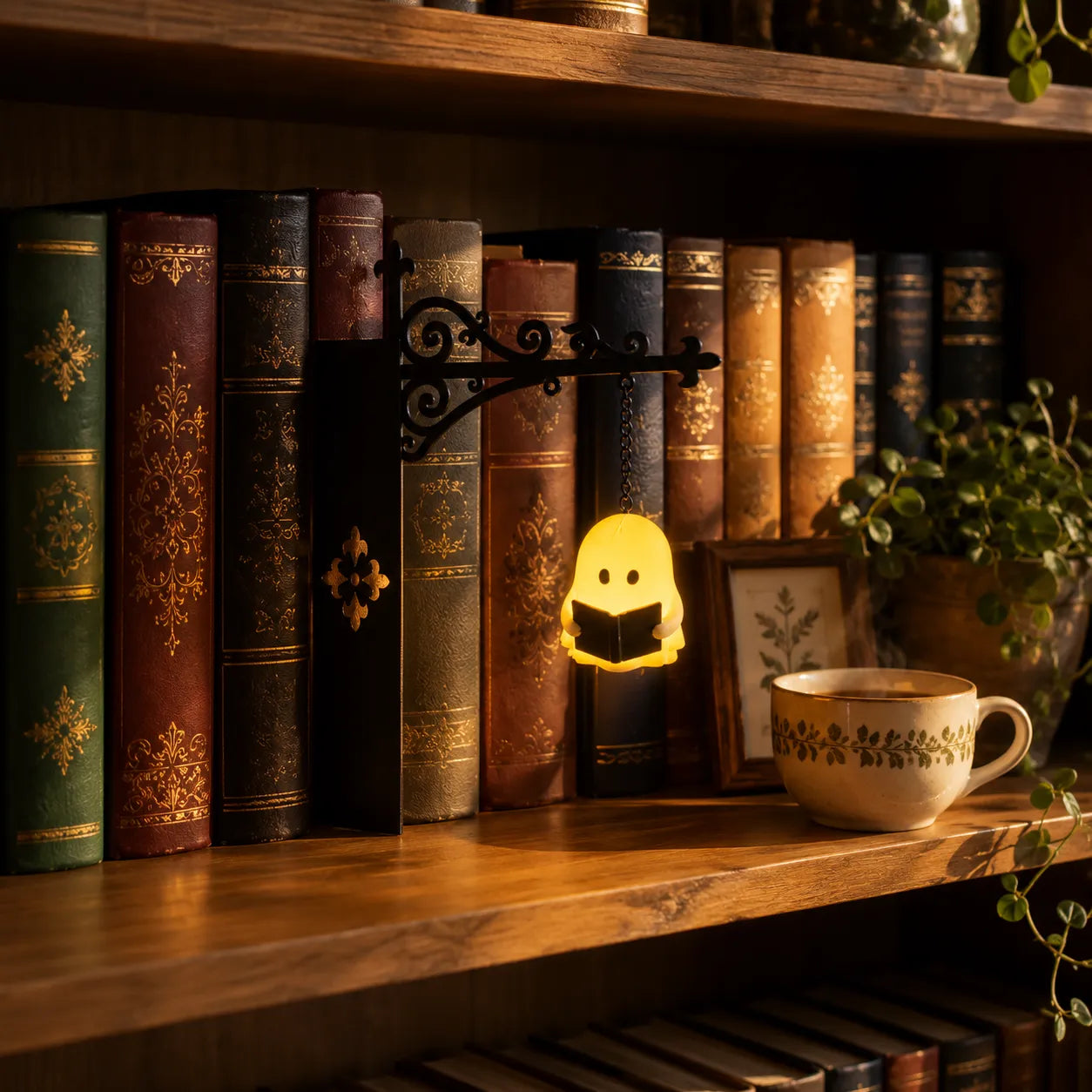 Bücherregal-Laterne mit Geist-Figur und Metallhalter -    Zorenza