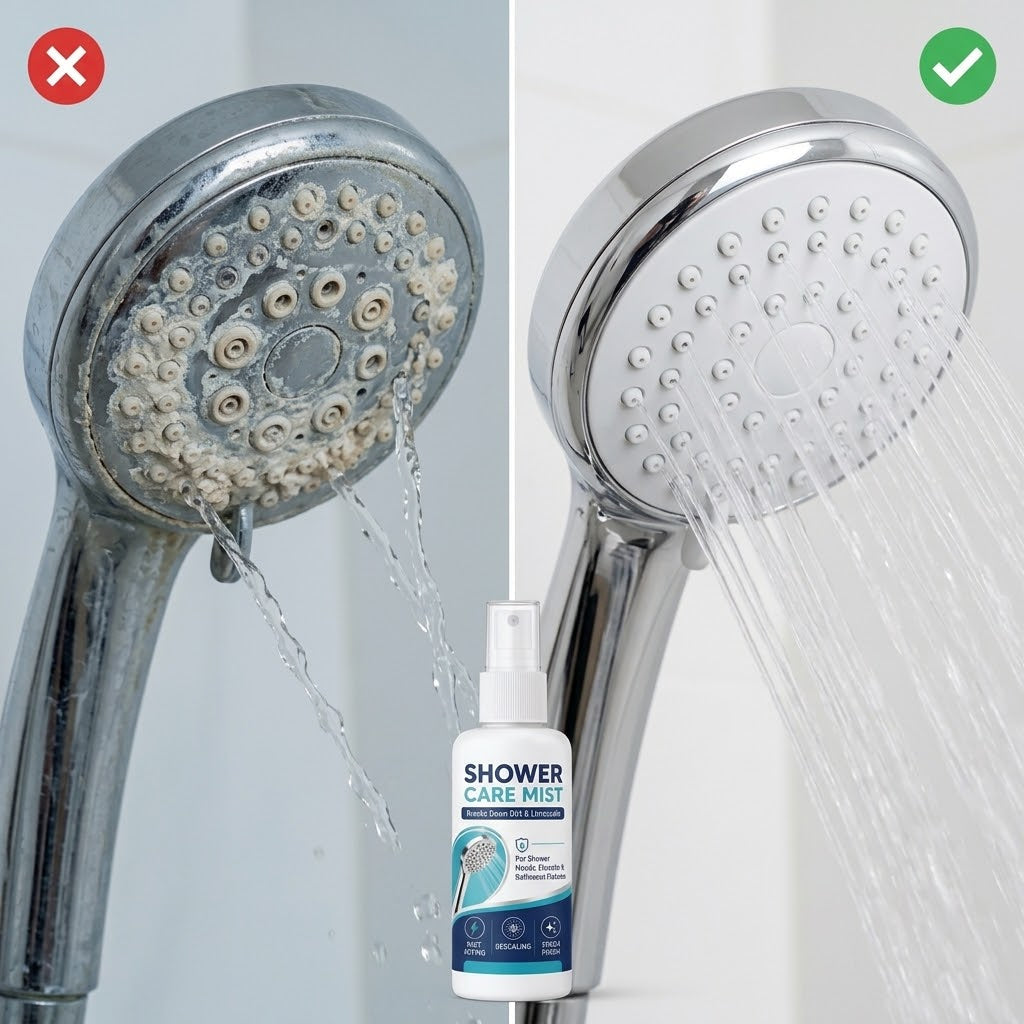 Kalkentferner-Spray für Duschkopf und Badezimmerarmaturen, 50 ml, mit Reinigungstuch -    Zorenza