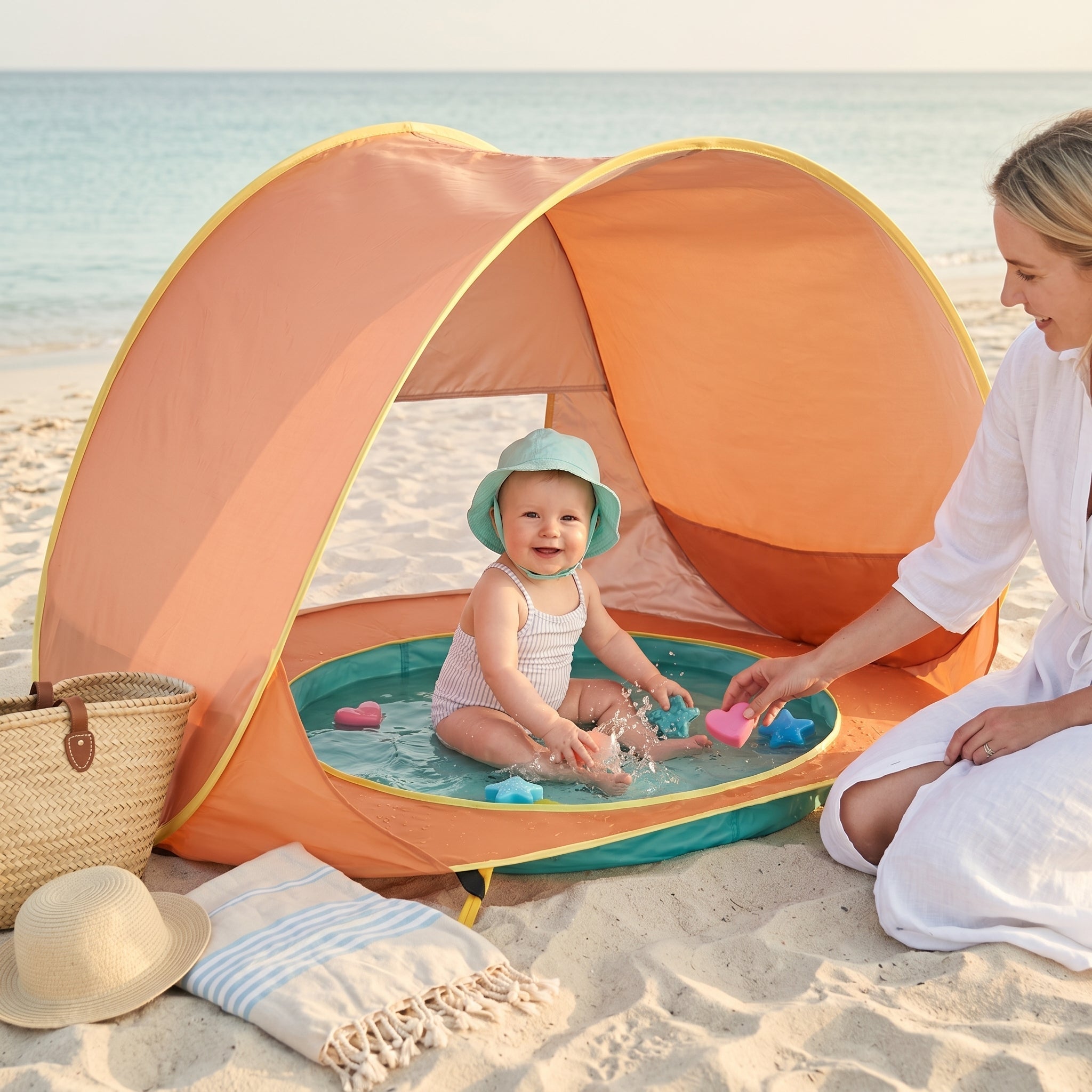 Baby-Strandzelt mit integriertem Planschbecken und UPF 50 -    Zorenza