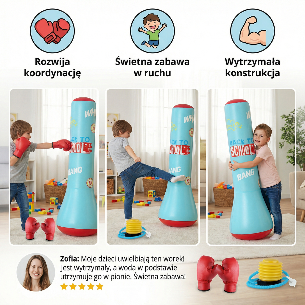 Aufblasbarer Boxsack für Kinder mit Wasserbasis -    Zorenza