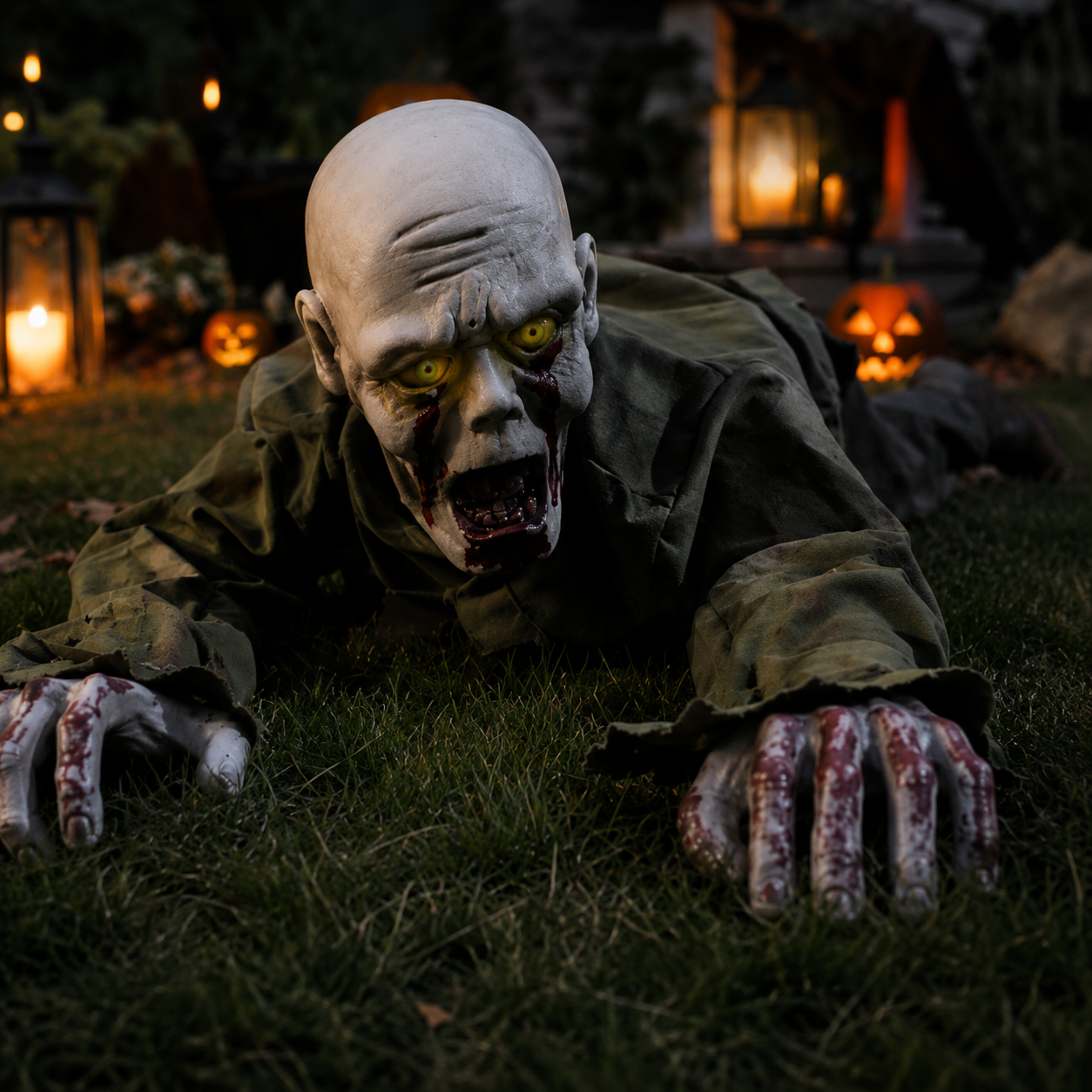 Kriechender Zombie mit Leuchtaugen und Sound – Bewegungssensor -    Zorenza