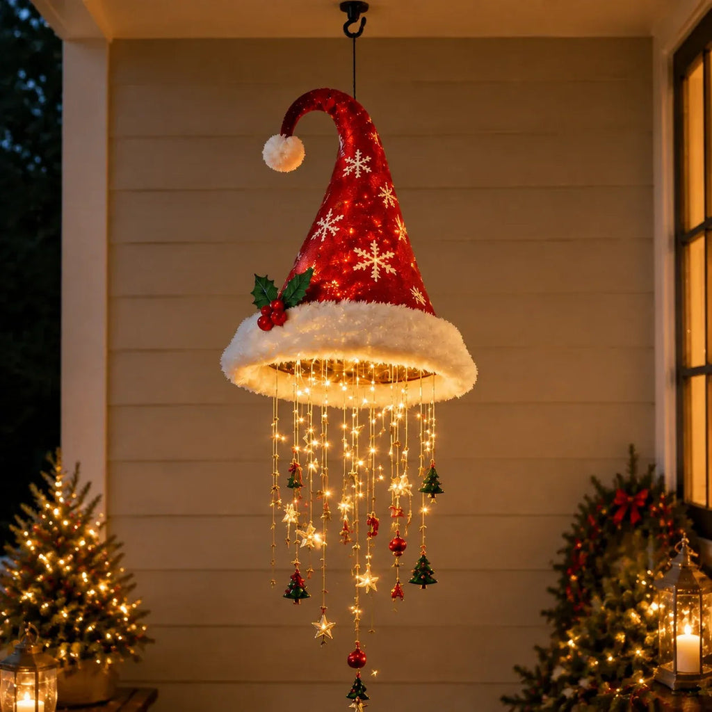 Weihnachtsmütze Lichterkette hängend – Beleuchtet mit Anhängern -    Zorenza