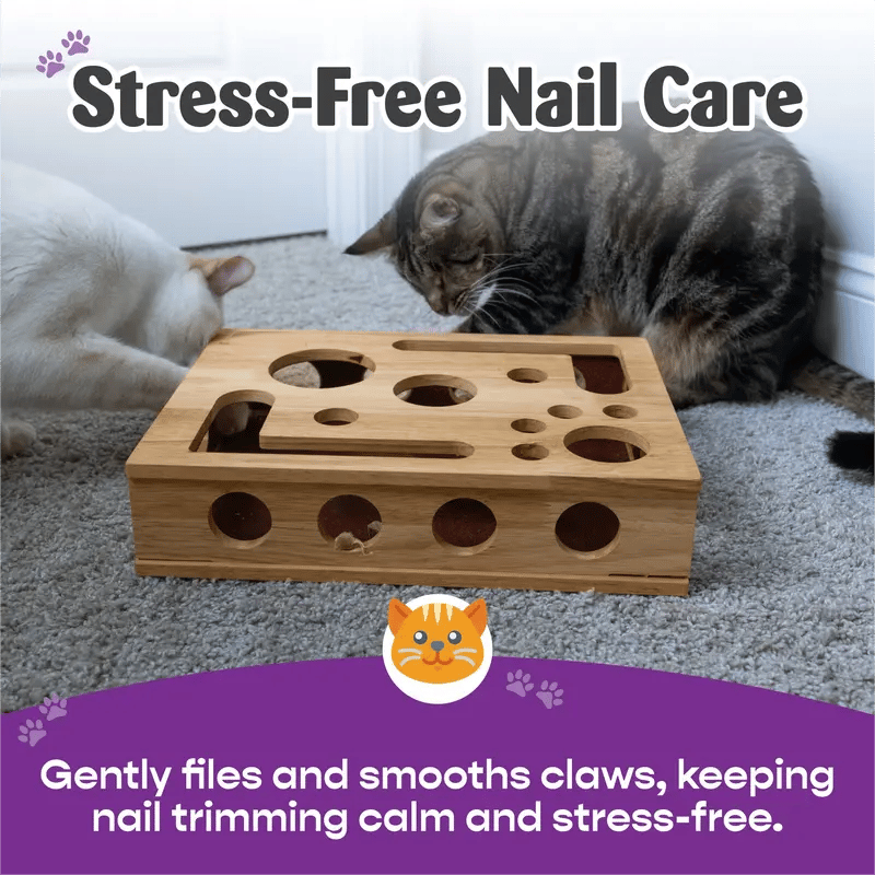 Katzen-Kratzpuzzle aus Eichenholz mit Nagelfeile-Funktion -    Zorenza